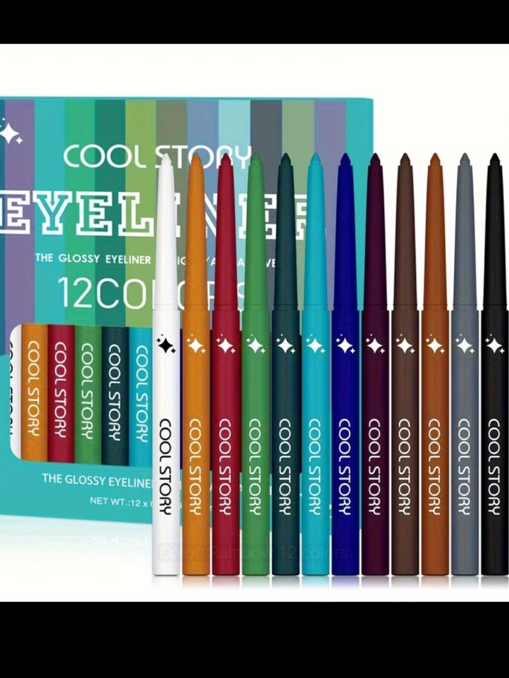Set of 12 Different Colored Pearl Eyeliner Pencils